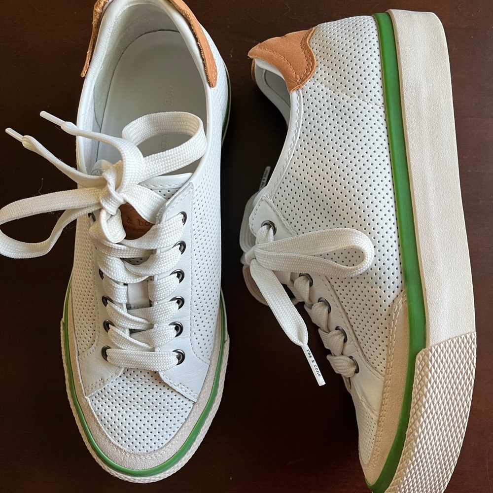 Rag & Bone Women’s Army Low-Top White Leather Comfort Sneakers Size 8